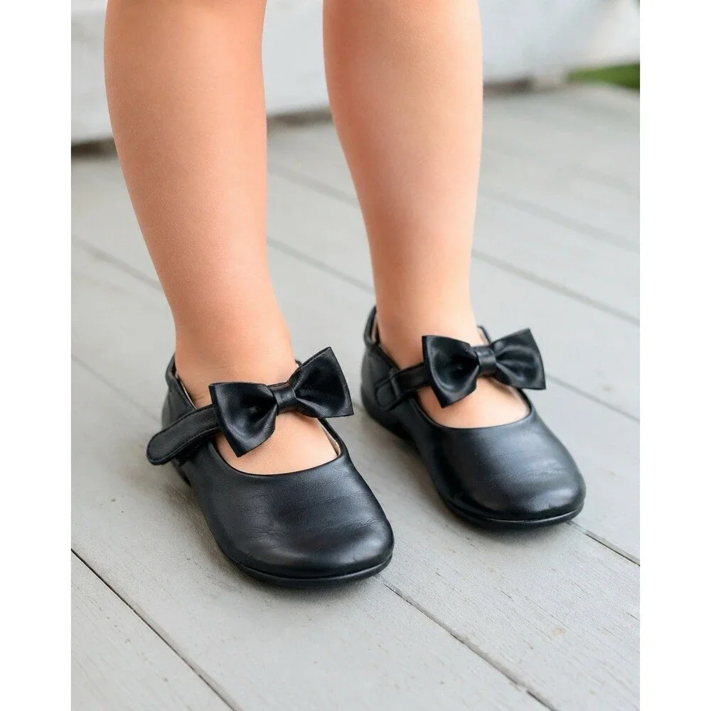Felix & Flora Girls Black Mary Jane Bow Shoes US 8 Toddler / 14.5 cm